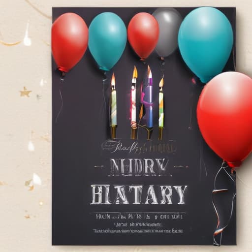 Create an image that can be used for a birthday invitation but without showing text or people, but with typical birthday imagery like candles and balloons