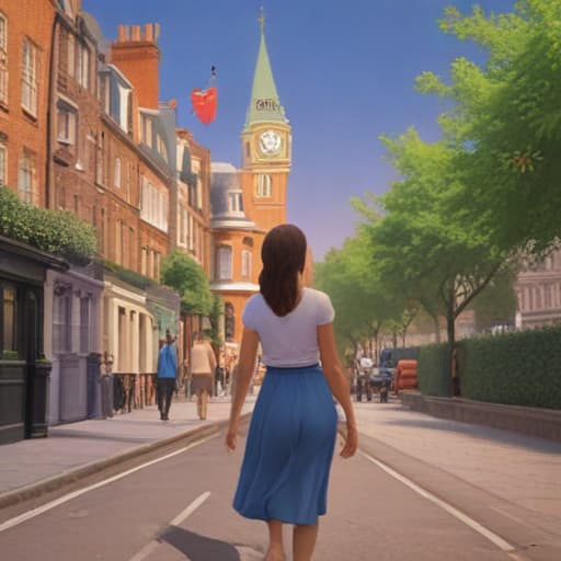 illustration, (guide 1 semaine a londres), Disney animation style, 2D