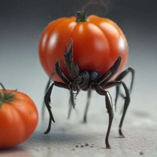 draw a scorpion tomate hyperrealistic, full body, detailed clothing, highly detailed, cinematic lighting, stunningly beautiful, intricate, sharp focus, f/1. 8, 85mm, (centered image composition), (professionally color graded), ((bright soft diffused light)), volumetric fog, trending on instagram, trending on tumblr, HDR 4K, 8K