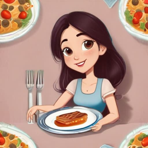 illustration, (plat à manger pour les personne pressé ), Disney animation style, 2D