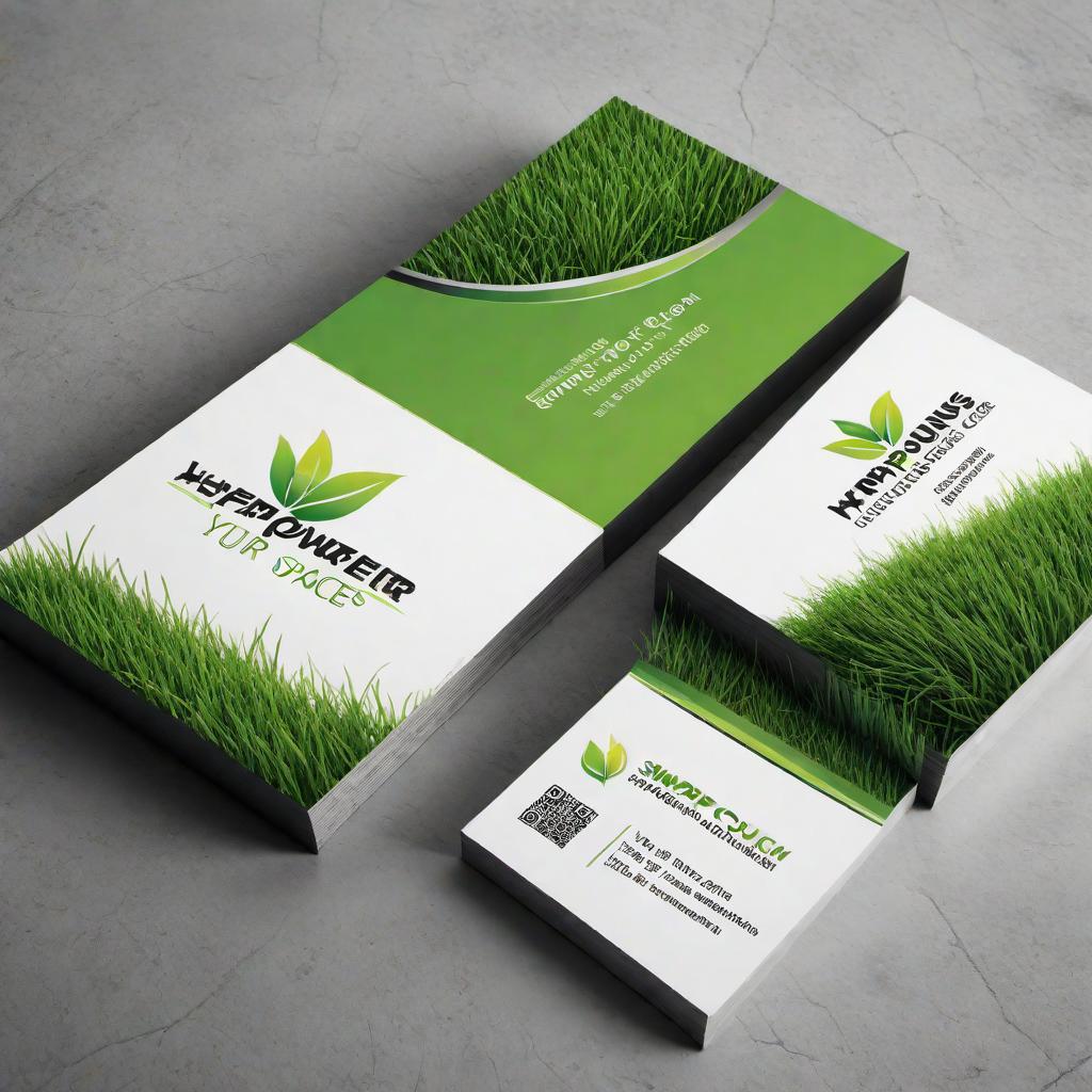  Create a business card design for 'Woman's Touch Turf Care' with the slogan 'Empower Your Green Spaces with Elegance'. Include a visually appealing layout with green and natural elements to represent a lawn care service run by a single woman. Please make the design professional and eye-catching. hyperrealistic, full body, detailed clothing, highly detailed, cinematic lighting, stunningly beautiful, intricate, sharp focus, f/1. 8, 85mm, (centered image composition), (professionally color graded), ((bright soft diffused light)), volumetric fog, trending on instagram, trending on tumblr, HDR 4K, 8K