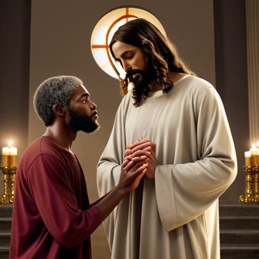  Picture of Jesus Christ praying with an African American Make