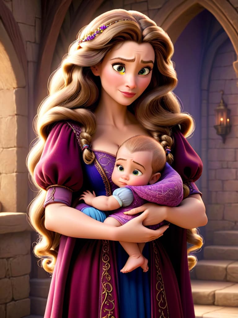  mother gothel holding baby Rapunzel