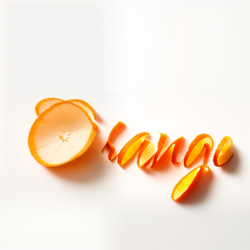  type in form of Orange peel, raw photo, cinematic lighting, 35mm, macrophotography, on white background, best quality, masterpiece
