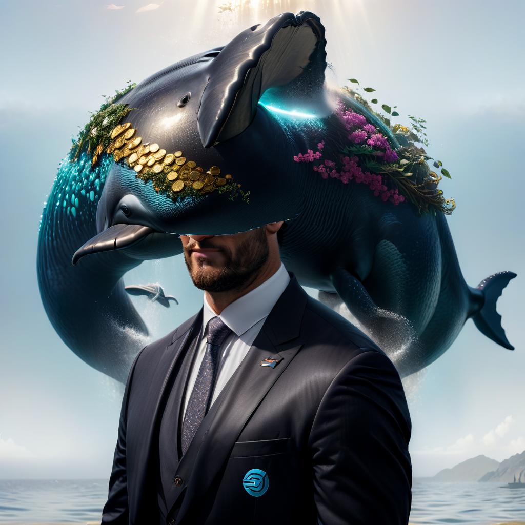  concept art a whale in a business suit.Suit decorated with logos of most popular cryptocurrencies . digital artwork, illustrative, painterly, matte painting, highly detailed, Civitai hyperrealistic, full body, detailed clothing, highly detailed, cinematic lighting, stunningly beautiful, intricate, sharp focus, f/1. 8, 85mm, (centered image composition), (professionally color graded), ((bright soft diffused light)), volumetric fog, trending on instagram, trending on tumblr, HDR 4K, 8K