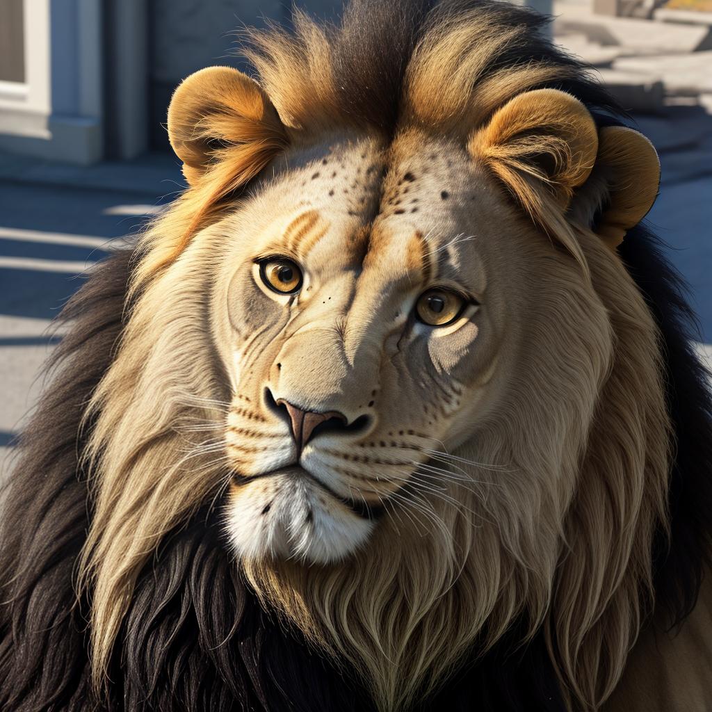  masterpiece, best quality, lion face with 3 scars on its right side of face - realism