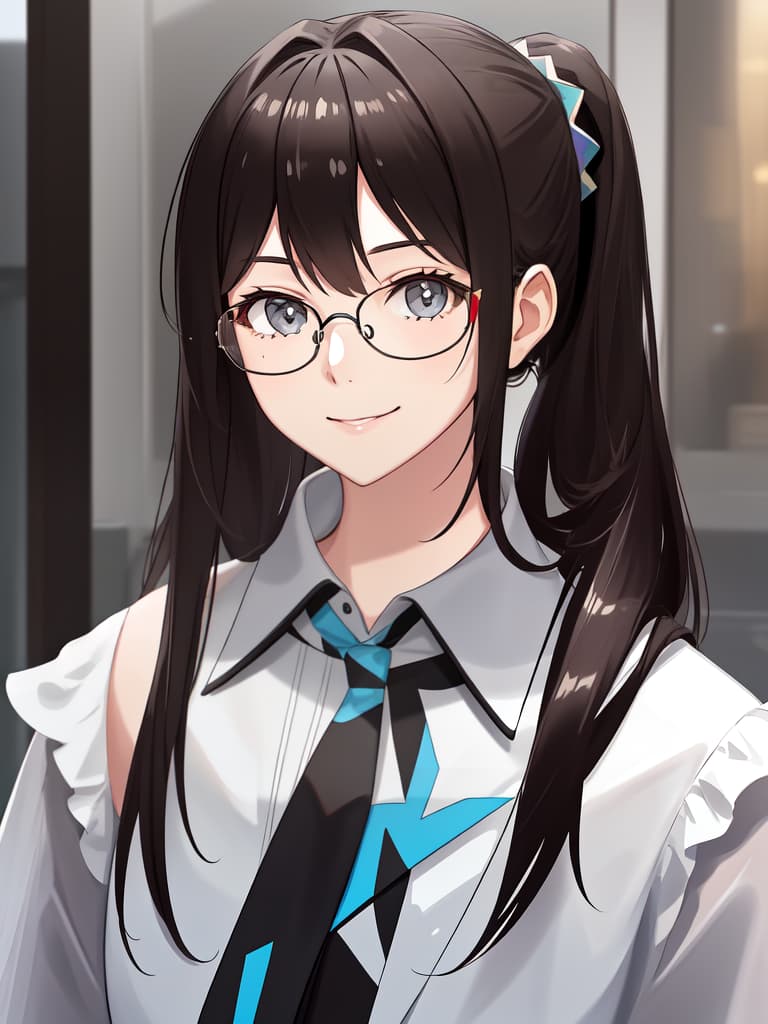  Stylish glasses girls, modern coordinates, ponytails, margin smiles, towns, handbacks, watches, masterpiece, best quality,8k,ultra detailed,high resolution,an extremely delicate and beautiful,hyper detail