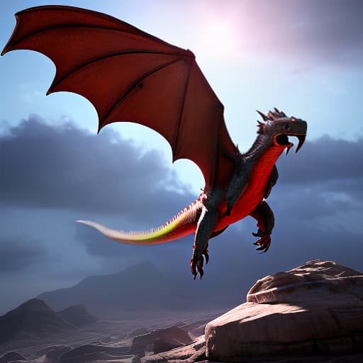 redshift style Dragon, flying, and parrot looking at him