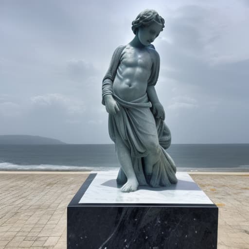  marble statue of a on the seashore