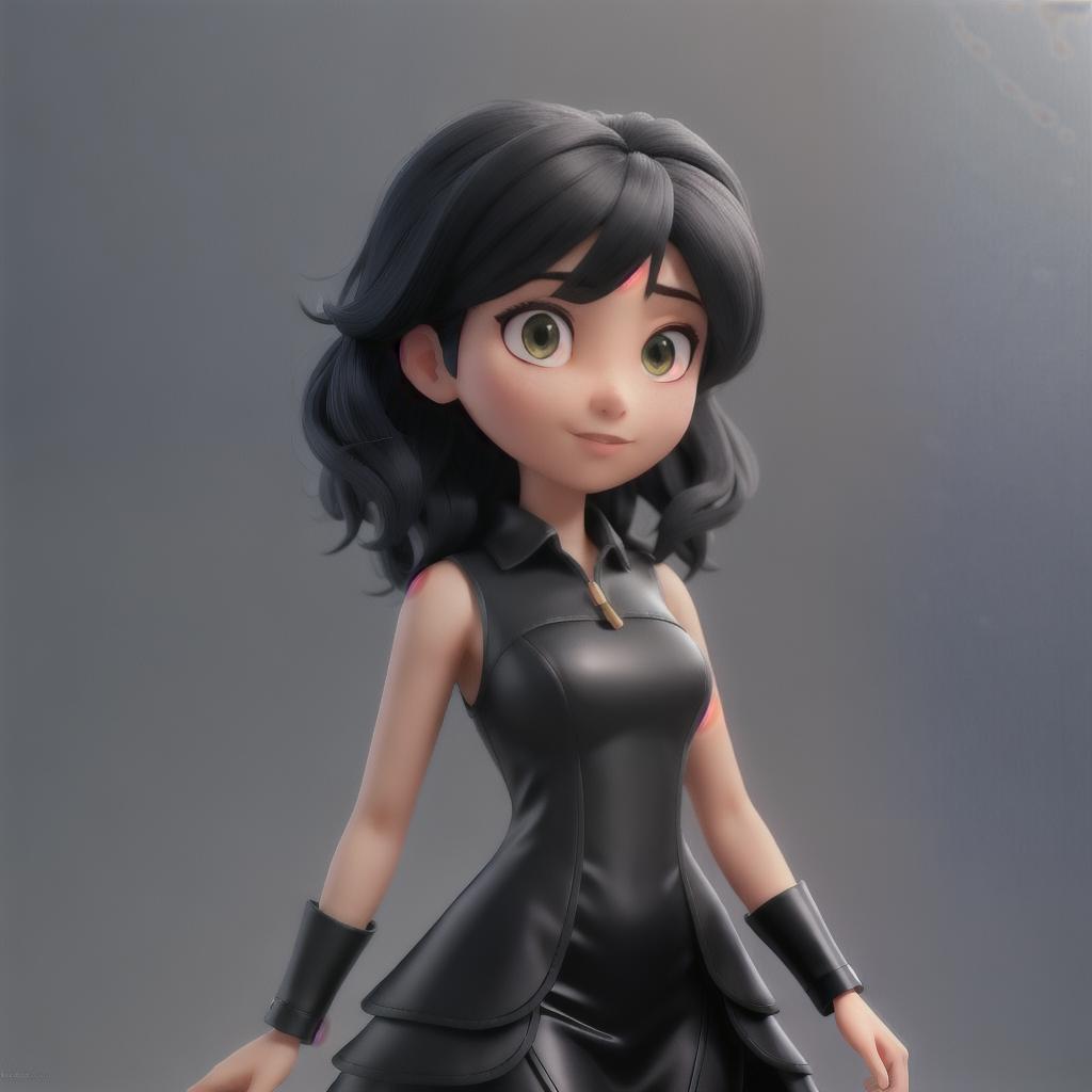  "A wearing a transparent black dress up to her with nothing underneath, and her black hair is styled with two small ids at the front." hyperrealistic, full body, detailed clothing, highly detailed, cinematic lighting, stunningly beautiful, intricate, sharp focus, f/1. 8, 85mm, (centered image composition), (professionally color graded), ((bright soft diffused light)), volumetric fog, trending on instagram, trending on tumblr, HDR 4K, 8K