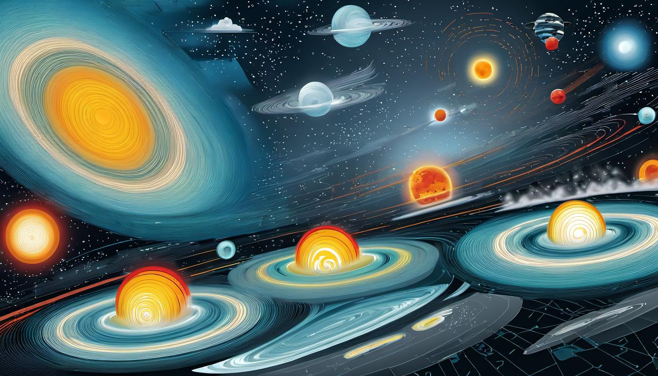  digital illustration Variations of geomagnetic storms depicted, from minor disruptions to major events, graphical intensity, scales of impact looking at viewer, dynamic pose, (intricate details, masterpiece, best quality)