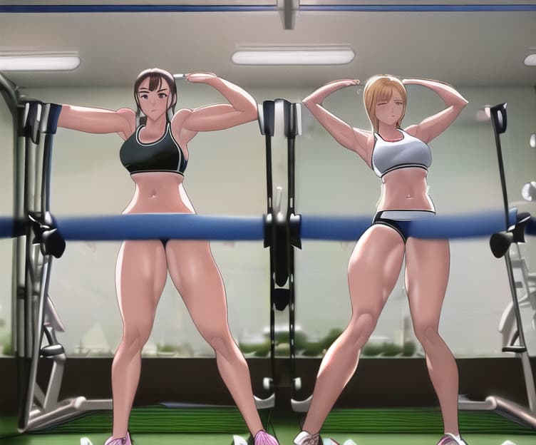  Gym Room, 2 German Girls, Real Shaper 16K HD, Clear Face and Clear Bodys, full view, softcore erotic,