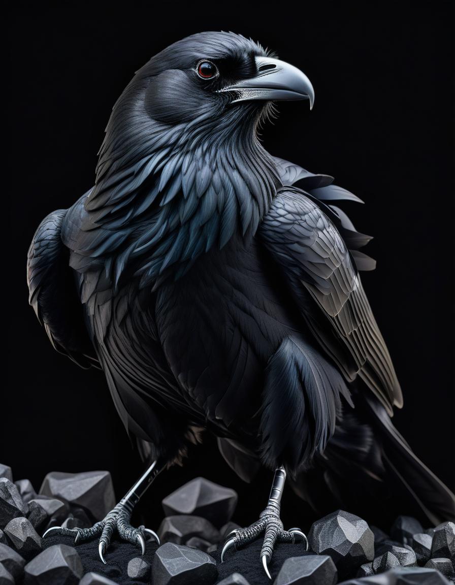  mixed medium art: markers, crayons, white pen on black paper. Solo raven king, jewel art. (Chaos:1.3) Inspired by art of Bernard Cohen. Shot from ground level. hyperrealistic, full body, detailed clothing, highly detailed, cinematic lighting, stunningly beautiful, intricate, sharp focus, f/1. 8, 85mm, (centered image composition), (professionally color graded), ((bright soft diffused light)), volumetric fog, trending on instagram, trending on tumblr, HDR 4K, 8K