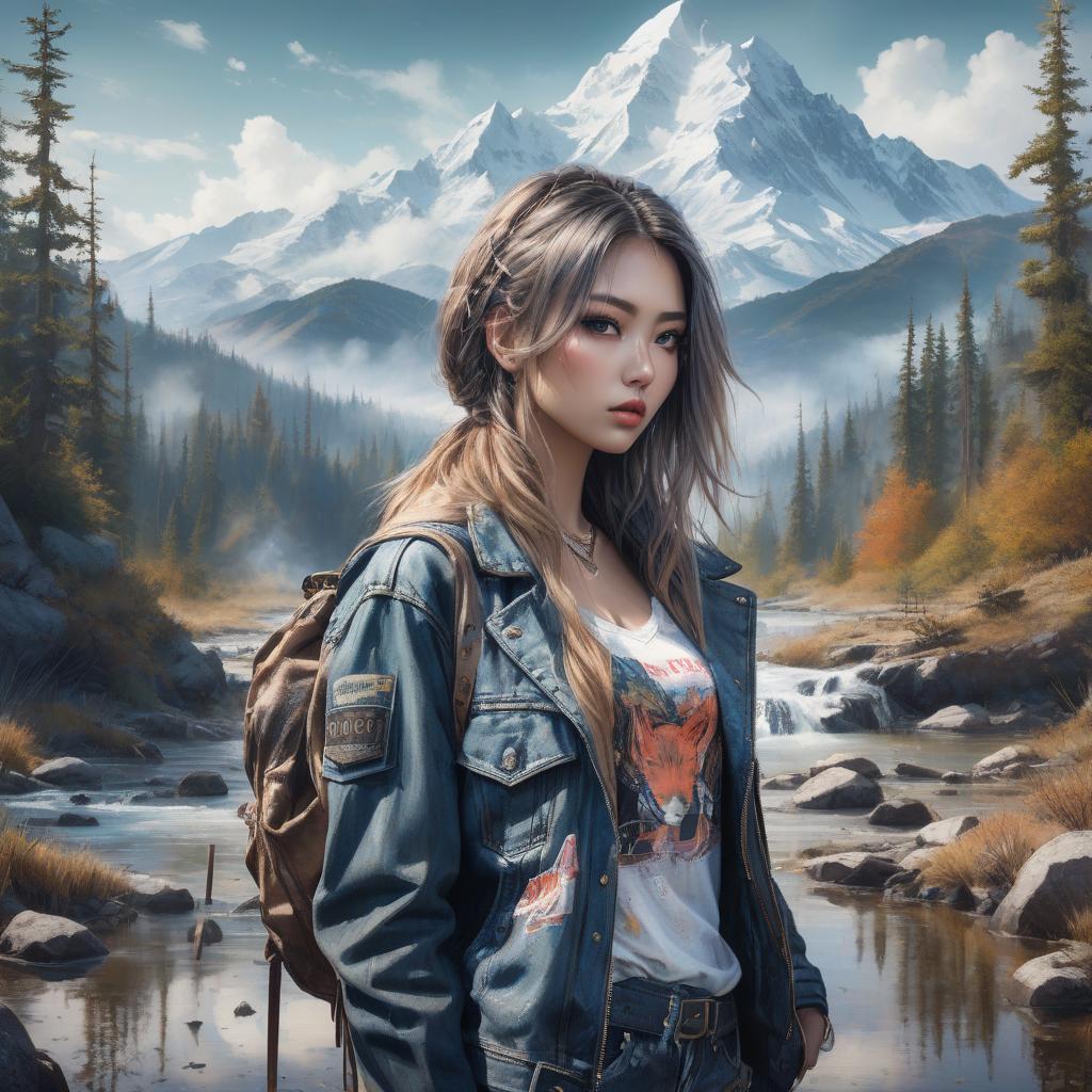  grunge style Digital art with double exposure, the first layer is a Siberian girl, the second layer is taiga and mountains smoothly combining watercolor textures with clearly focused studio photography, complex details highlighted in the style of Greg Rutkowski, shown as a trending work on ArtStation, Watercolor painting by Takashi Murakami, highly detailed, clear focus, studio photography, digital painting. . textured, distressed, vintage, edgy, punk rock vibe, dirty, noisy hyperrealistic, full body, detailed clothing, highly detailed, cinematic lighting, stunningly beautiful, intricate, sharp focus, f/1. 8, 85mm, (centered image composition), (professionally color graded), ((bright soft diffused light)), volumetric fog, trending on instagram, trending on tumblr, HDR 4K, 8K