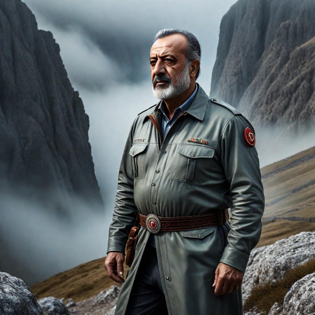  Turkish geology professor Celal Şengör hyperrealistic, full body, detailed clothing, highly detailed, cinematic lighting, stunningly beautiful, intricate, sharp focus, f/1. 8, 85mm, (centered image composition), (professionally color graded), ((bright soft diffused light)), volumetric fog, trending on instagram, trending on tumblr, HDR 4K, 8K