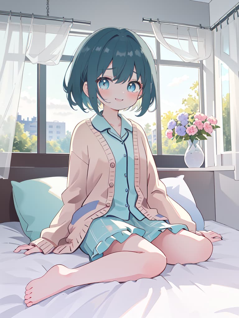  ultra detailed:1.2,masterpiece:1.2,best quality,masterpiece,bestquality,hdr:1.1,8k:1.1,very cute girl:1.3,hospital room,sitting bed:1.4,cardigan in pajamas:1.3,tears:1.1,smile:1.1,looking window at earth:1.4, masterpiece, best quality,8k,ultra detailed,high resolution,an extremely delicate and beautiful,hyper detail