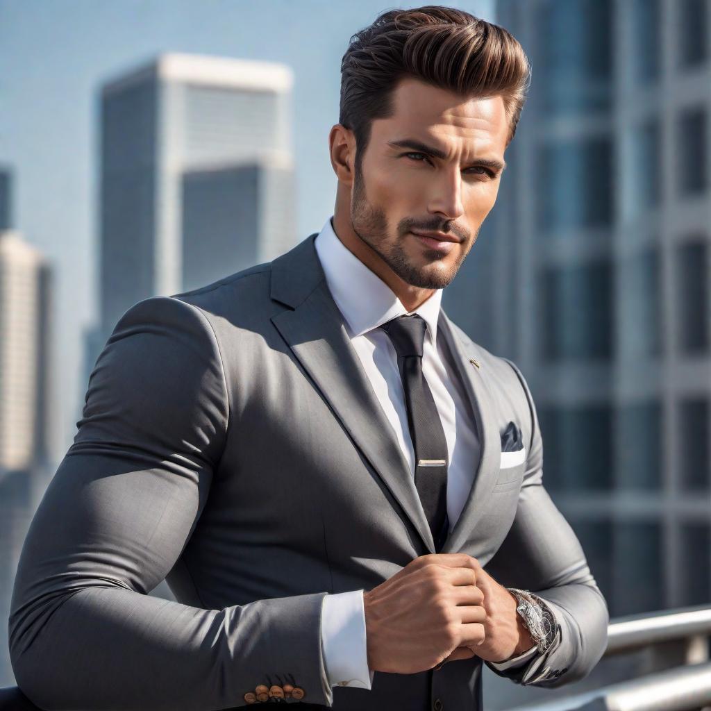  A highly attractive man who is likely to drive women crazy. He should have strong, chiseled facial features, a confident and charming smile, and a fit physique. His hairstyle should be stylish and well-groomed. He should be dressed in a fashionable but not overly formal outfit, perhaps a fitted shirt and a pair of jeans. The background can be simple but elegant, enhancing his appeal. hyperrealistic, full body, detailed clothing, highly detailed, cinematic lighting, stunningly beautiful, intricate, sharp focus, f/1. 8, 85mm, (centered image composition), (professionally color graded), ((bright soft diffused light)), volumetric fog, trending on instagram, trending on tumblr, HDR 4K, 8K