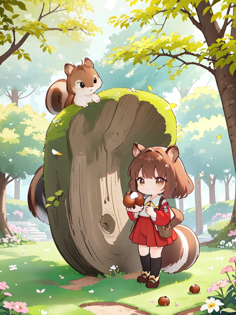  (Squirrel Holding Big Chestnuts in ITS Both Hands: 1.2), Chibi Character, Mini Chara, 💩, 💩, 💩, 💩, 💩,, masterpiece, best quality,8k,ultra detailed,high resolution,an extremely delicate and beautiful,hyper detail