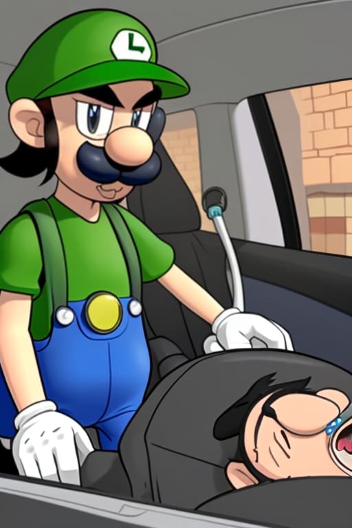  A tesla an mairo got ruined ove and Luigi came to try to save him and luigi took mairo to the hospital and then a man posited me and LUIGI and the driver