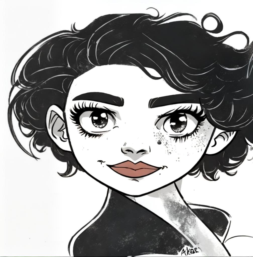  amber rose revah with curly hair in a suit drawn in the style of steven universe