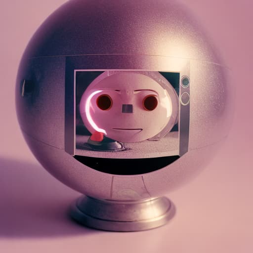 analog style Friendly robot wants to Tell the Future with a magisch crystal Ball