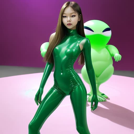  Jennie Kim beautiful green alien Beautiful , full body, , poses