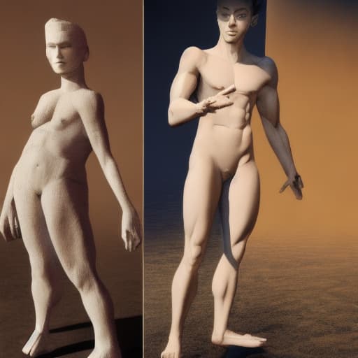  Androgynous. Half male and half female. Two parts standing back to back