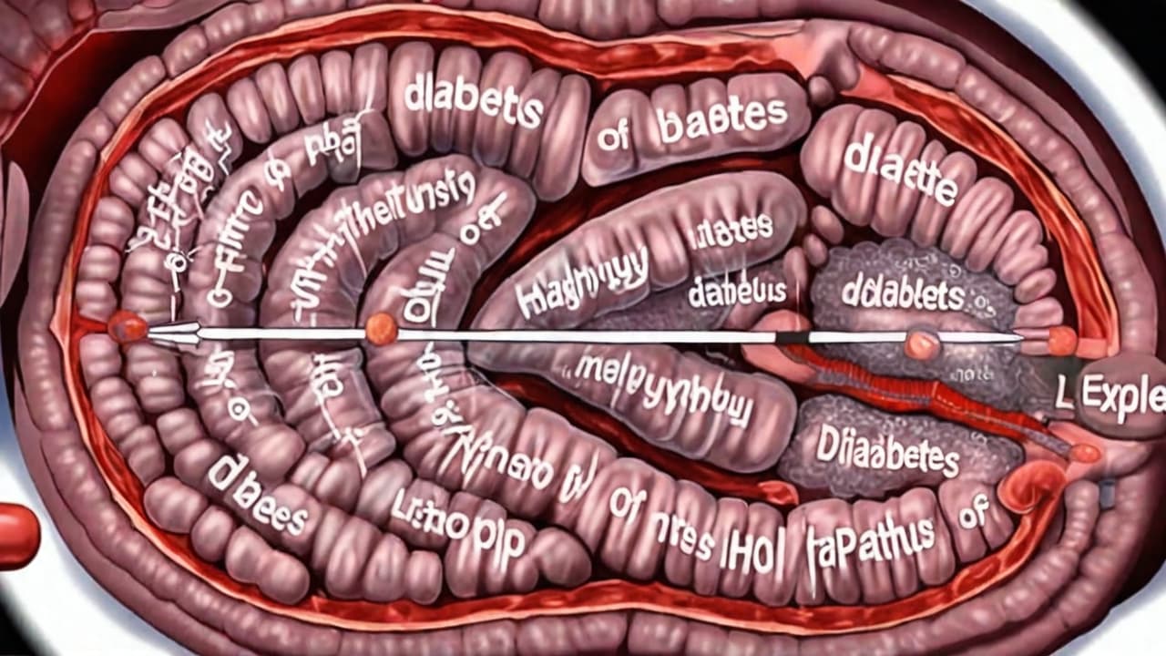  best quality, HD, Explain the pathophysiology of diabetes mellitus.