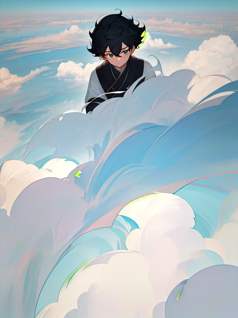  Looking down from the clouds, looking down from the clouds, I want to meet you, boys, black hair boys, masterpiece, best quality,8k,ultra detailed,high resolution,an extremely delicate and beautiful,hyper detail