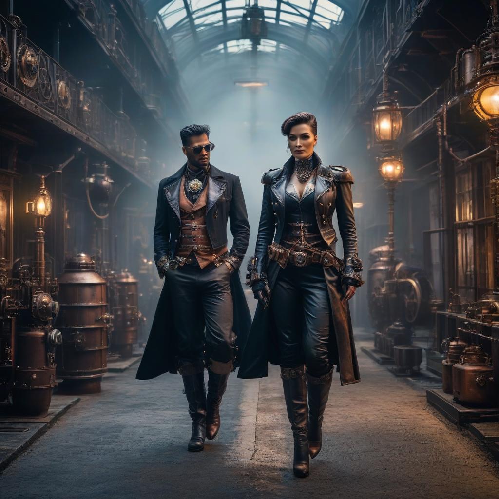  Steampunk, underworld. hyperrealistic, full body, detailed clothing, highly detailed, cinematic lighting, stunningly beautiful, intricate, sharp focus, f/1. 8, 85mm, (centered image composition), (professionally color graded), ((bright soft diffused light)), volumetric fog, trending on instagram, trending on tumblr, HDR 4K, 8K