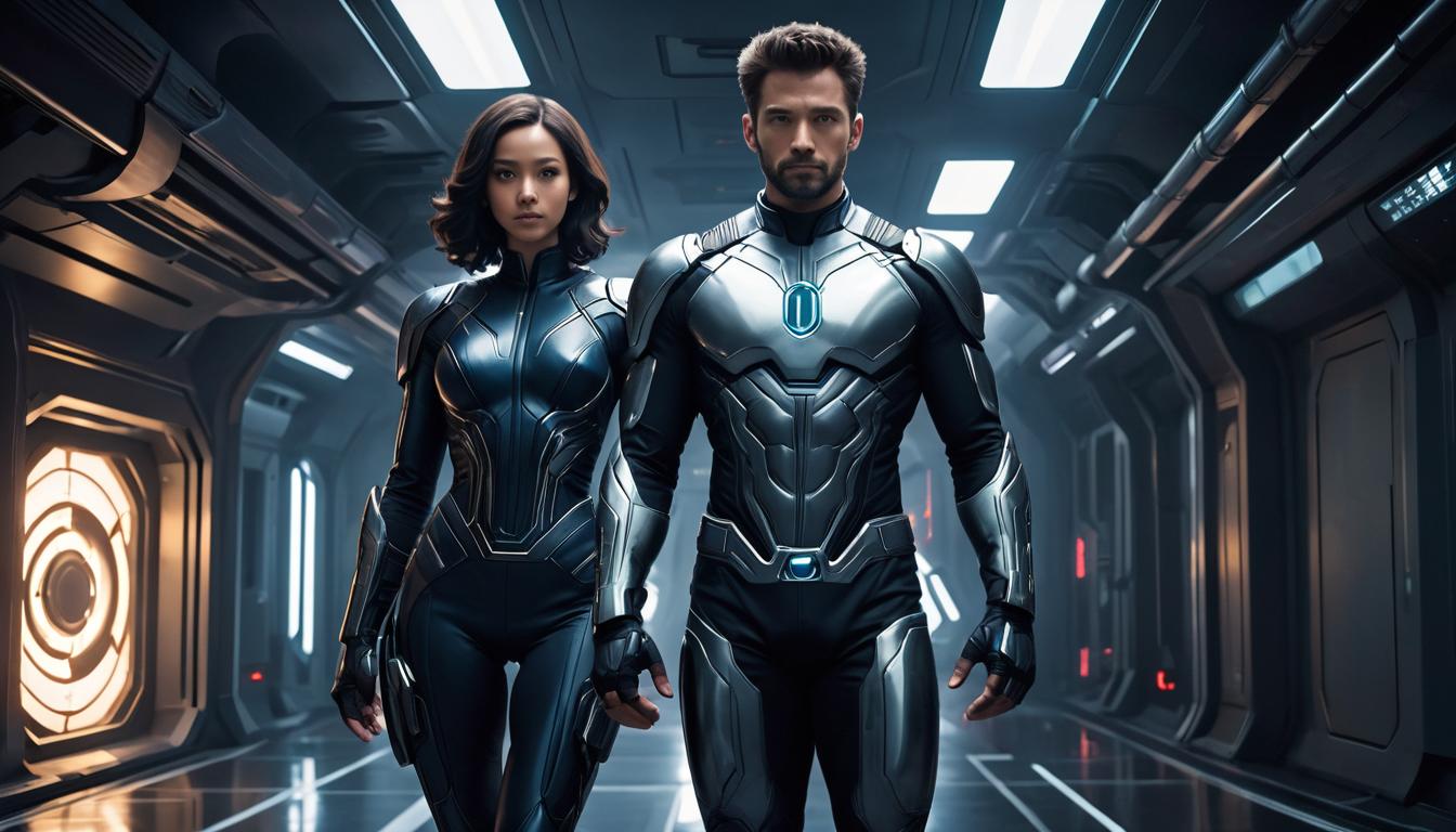  deep symbiotic relationship, federation, connection, intertwined, supportive, enriching, profound, high tech clothing clad in sleek, futuristic costume with metallic accents and form fitting designs, marvel superhero comics style, unreal engine rendering