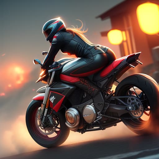  motorcycle run to sunrise , cruiser, hyperrealistic, full body, detailed clothing, highly detailed, cinematic lighting, stunningly beautiful, intricate, sharp focus, f/1. 8, 85mm, (centered image composition), (professionally color graded), ((bright soft diffused light)), volumetric fog, trending on instagram, trending on tumblr, HDR 4K, 8K