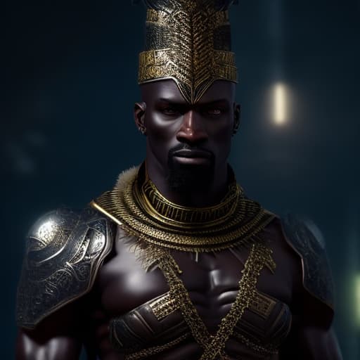  African warrior hyperrealistic, full body, detailed clothing, highly detailed, cinematic lighting, stunningly beautiful, intricate, sharp focus, f/1. 8, 85mm, (centered image composition), (professionally color graded), ((bright soft diffused light)), volumetric fog, trending on instagram, trending on tumblr, HDR 4K, 8K