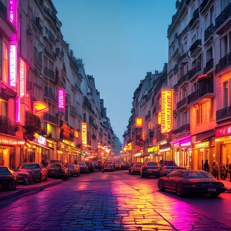 nvinkpunk parisian at night, orange neons, neon, renaissance hyperrealistic, full body, detailed clothing, highly detailed, cinematic lighting, stunningly beautiful, intricate, sharp focus, f/1. 8, 85mm, (centered image composition), (professionally color graded), ((bright soft diffused light)), volumetric fog, trending on instagram, trending on tumblr, HDR 4K, 8K