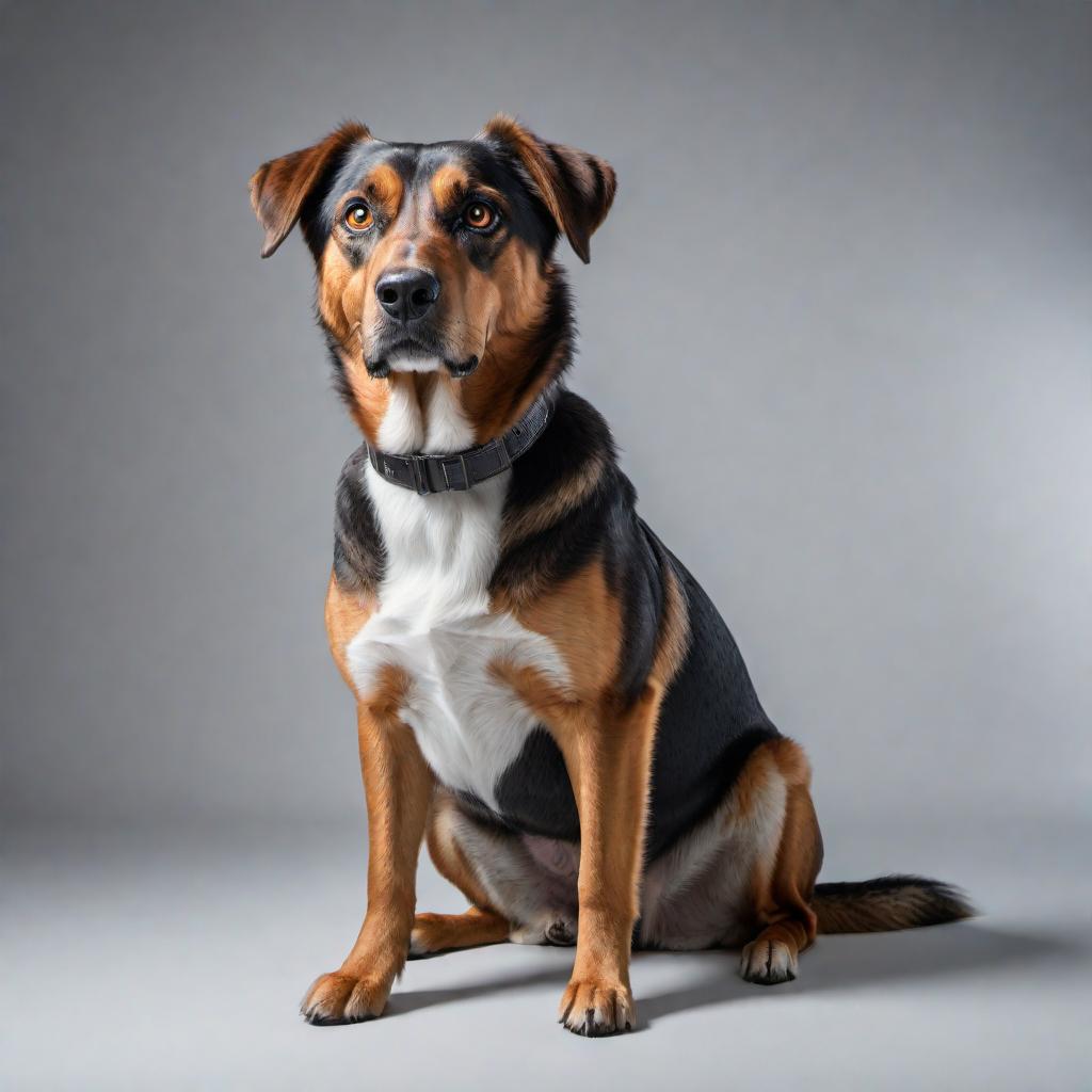  A dog with a shocked and confused expression sitting upright with wide eyes. Caption: 'When you walk in on your human talking to the microwave...' hyperrealistic, full body, detailed clothing, highly detailed, cinematic lighting, stunningly beautiful, intricate, sharp focus, f/1. 8, 85mm, (centered image composition), (professionally color graded), ((bright soft diffused light)), volumetric fog, trending on instagram, trending on tumblr, HDR 4K, 8K