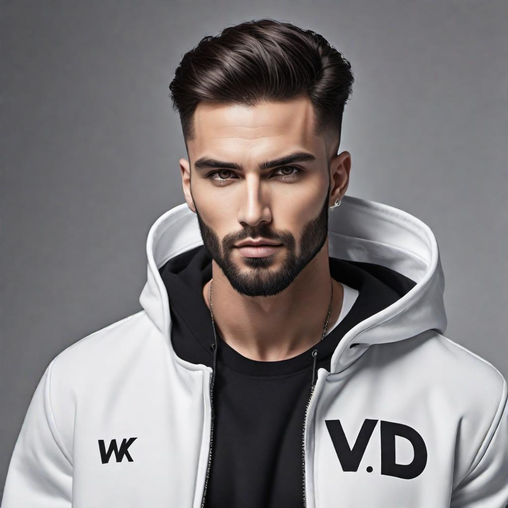  A clear and prominent logo for the brand 'W.K.D.'. The design should be modern, simple, and stylish, suitable for a T-shirt and hoodie business. The text 'W.K.D.' should be clear, prominent, and easily readable with different sleek, trendy fonts. The color scheme should be bold and eye-catching, utilizing black, white, and a pop of bright color. The overall mood should be fresh, urban, and appealing to a young, fashionable audience. Incorporate elements that suggest fashion or streetwear. Ensure the logo is high contrast and the elements are well defined. hyperrealistic, full body, detailed clothing, highly detailed, cinematic lighting, stunningly beautiful, intricate, sharp focus, f/1. 8, 85mm, (centered image composition), (professionally color graded), ((bright soft diffused light)), volumetric fog, trending on instagram, trending on tumblr, HDR 4K, 8K