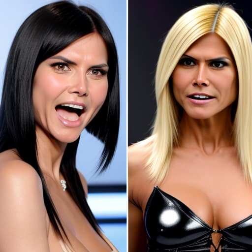  Black haired Verona Pooth fights with Blonde haired Heidi Klum