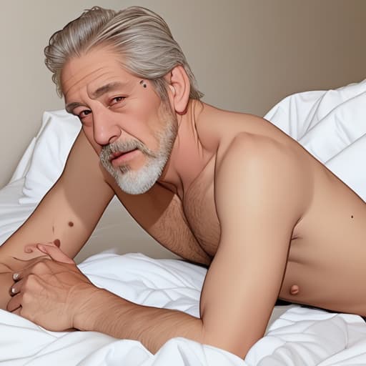  Naked Older man lying in a bed