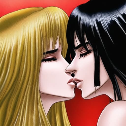  Black haired Verona Pooth Shares Deep Kiss with Blonde haired Heidi Klum