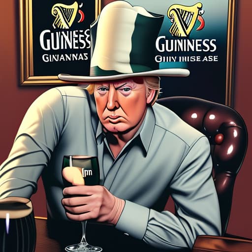  Trump as an Irish person drinking Guinness