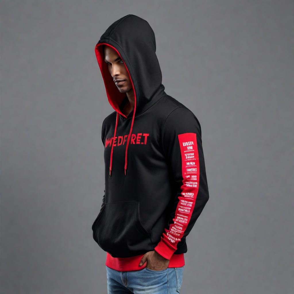  A visualization of a hoodie featuring the given background image on the front. The hoodie should include the text 'We Kut Different' running down the length of both sleeves. The design should be modern, stylish, and appeal to a young, fashionable audience. Use a bold, eye-catching color scheme with high contrast to make the design elements stand out. The drawstrings of the hoodie should be of different colors for an edgy, urban flair. hyperrealistic, full body, detailed clothing, highly detailed, cinematic lighting, stunningly beautiful, intricate, sharp focus, f/1. 8, 85mm, (centered image composition), (professionally color graded), ((bright soft diffused light)), volumetric fog, trending on instagram, trending on tumblr, HDR 4K, 8K