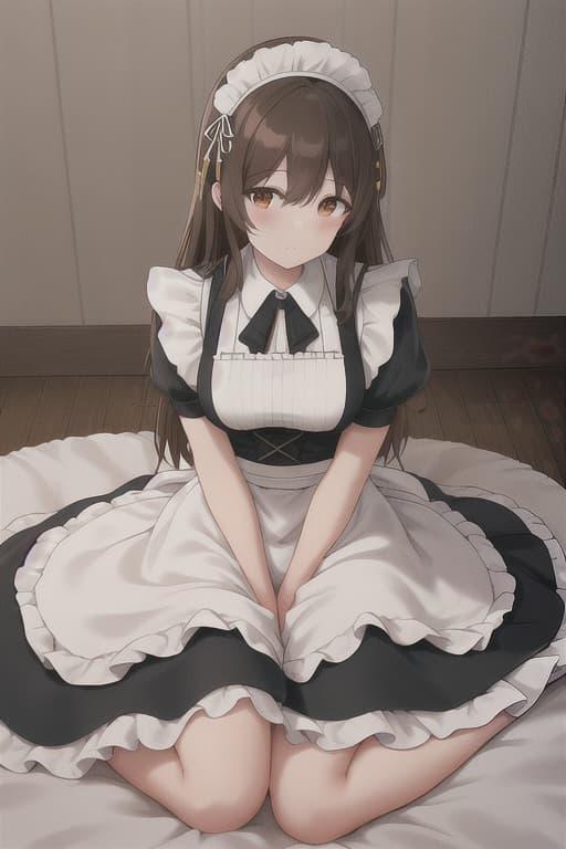  (score 9,score 8 up,score 7 up,),1girl,solo,maid,maid headdress,looking at viewer,apron,brown hair,indoors,black hair,nylon feet ,feet focus,two feet, nylons hyperrealistic, full body, detailed clothing, highly detailed, cinematic lighting, stunningly beautiful, intricate, sharp focus, f/1. 8, 85mm, (centered image composition), (professionally color graded), ((bright soft diffused light)), volumetric fog, trending on instagram, trending on tumblr, HDR 4K, 8K