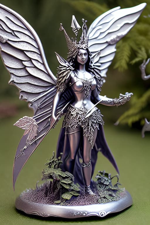  Purpe and silver fairy queen with dagger and wings in forest