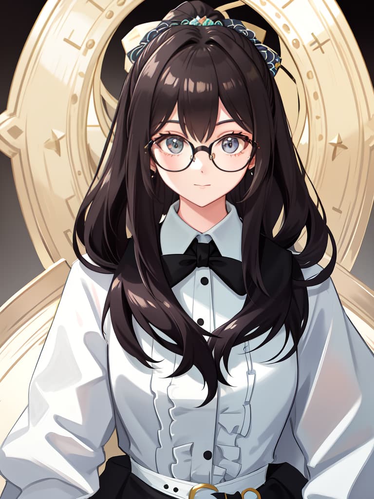  Stylish glasses girls, modern coordinates, ponytails, symmetry, masterpiece, best quality,8k,ultra detailed,high resolution,an extremely delicate and beautiful,hyper detail