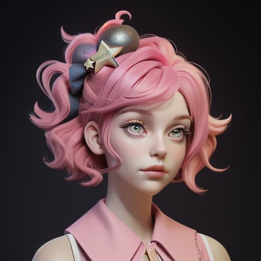  Woman with pink hair and a star on her head