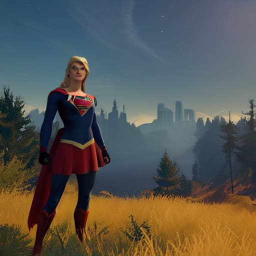 fwatch style SuperGirl hyperrealistic, full body, detailed clothing, highly detailed, cinematic lighting, stunningly beautiful, intricate, sharp focus, f/1. 8, 85mm, (centered image composition), (professionally color graded), ((bright soft diffused light)), volumetric fog, trending on instagram, trending on tumblr, HDR 4K, 8K