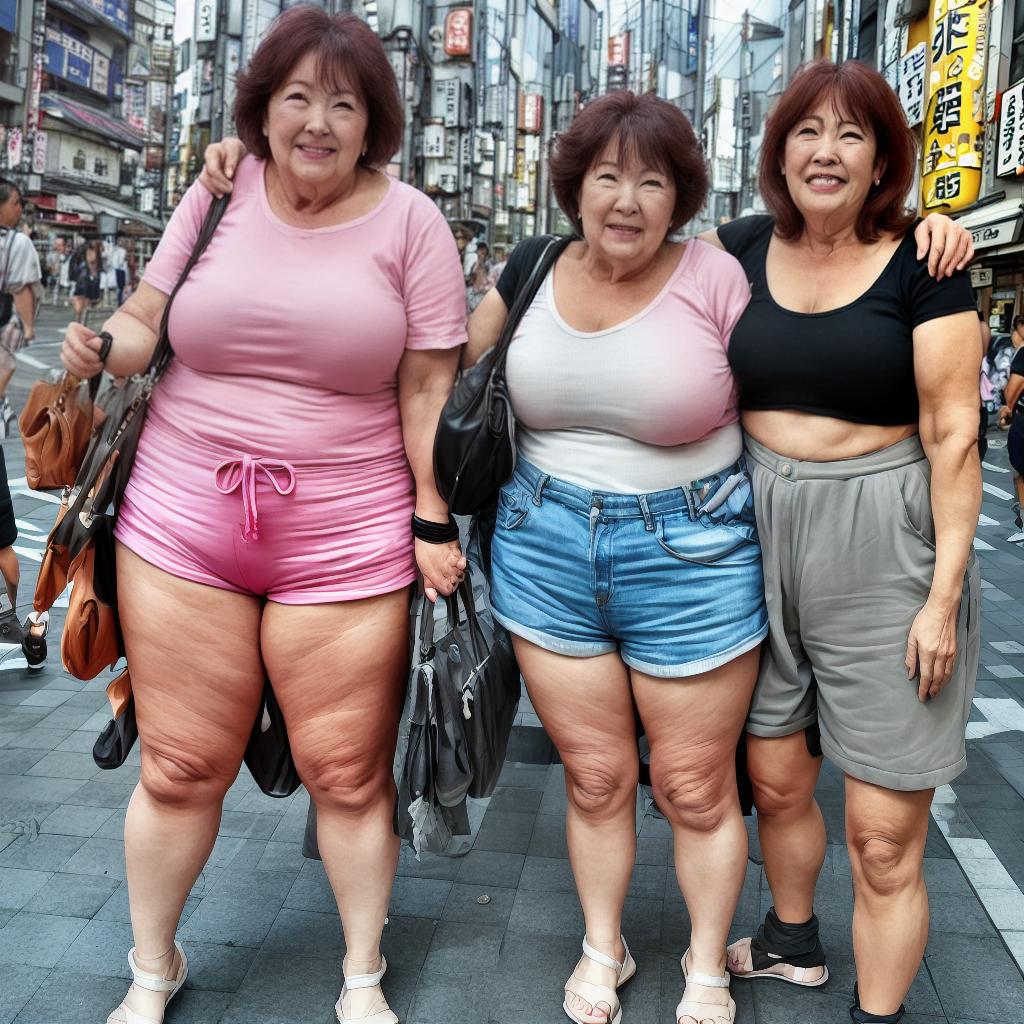   mature de 50 años huge en shorts con su amiga en la ciudad de Japón
