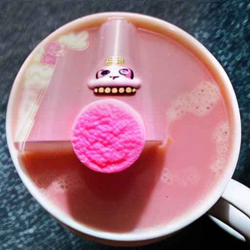  Pink lion dance drink milk tea