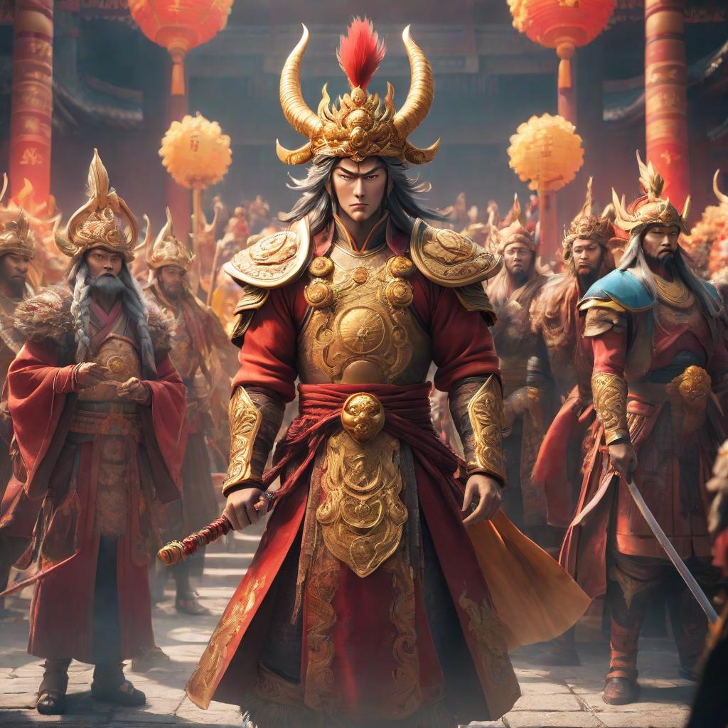  anime artwork The Temple of the Monkey King . anime style, key visual, vibrant, studio anime, highly detailed hyperrealistic, full body, detailed clothing, highly detailed, cinematic lighting, stunningly beautiful, intricate, sharp focus, f/1. 8, 85mm, (centered image composition), (professionally color graded), ((bright soft diffused light)), volumetric fog, trending on instagram, trending on tumblr, HDR 4K, 8K