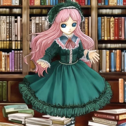  Pretty doll with books